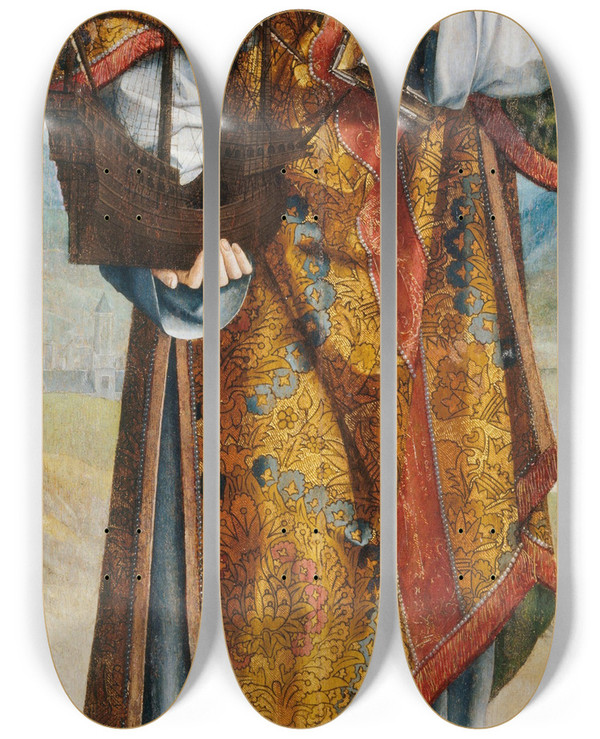 Triptych art skateboard deck of Frei Carlos Saint Vincent Patron Saint Of Lisbon by Frei Carlos (1540)