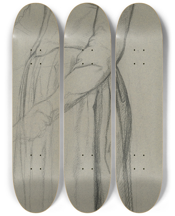 Triptych art skateboard deck of Victor Mller Stehende Frau Aus Trost Abschied by Victor Muller (1829-1871)