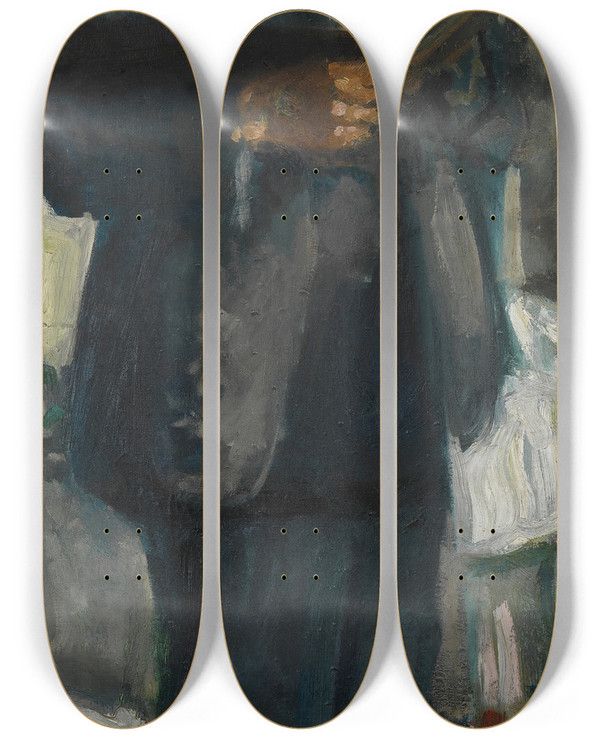 Triptych art skateboard deck of Richard Gerstl Selbstbildnis Mit Palette by Richard Gerstl (1883-1908)