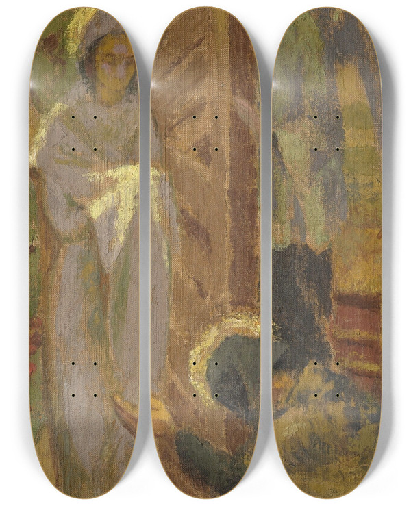 Triptych art skateboard deck of Paul Srusier Visitation by Paul Serusier (1864-1927)
