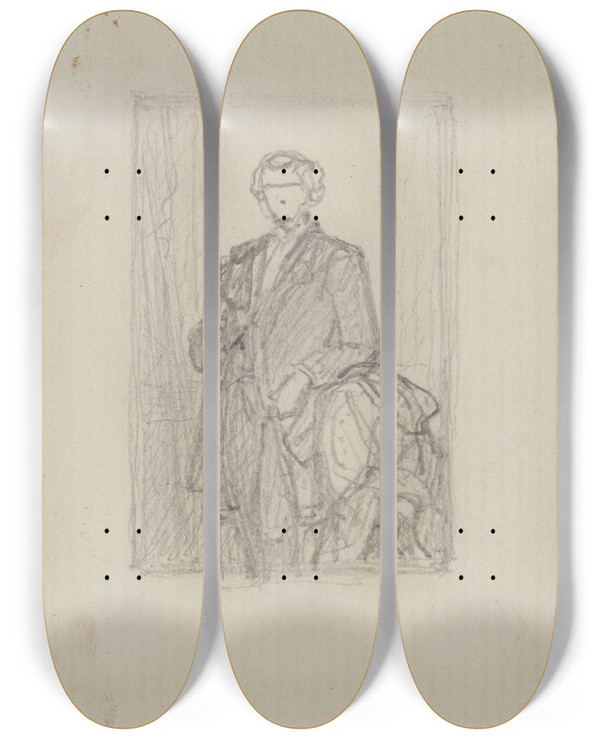 Triptych art skateboard deck of Nicaise De Keyser Portrait Of A Man_10 by Nicaise De Keyser (1813-1887)