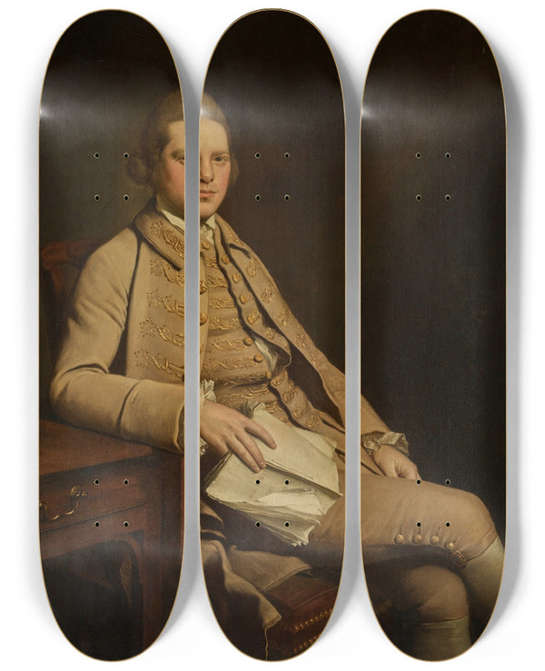 Triptych art skateboard deck of Mason Chamberlin Portrait Of Joseph Nash D 1782 by Mason Chamberlin (1727-1787)
