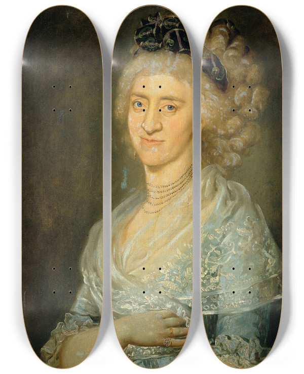 Triptych art skateboard deck of Barbara Krafft Damenbildnis by Barbara Krafft (1764-1825)