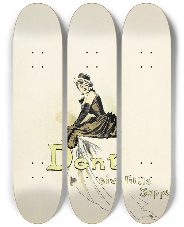 Triptych art skateboard deck of Harry Whitney Mcvickar Matrimonial Advice Pl05 by Harry Whitney Mcvickar (1860-1905)
