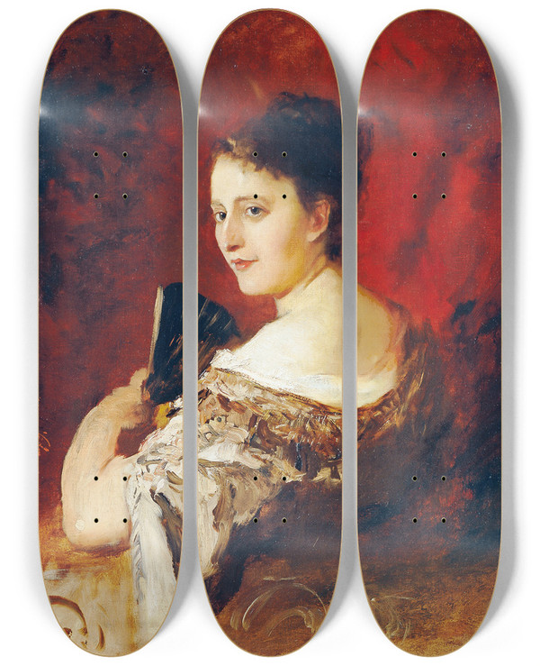 Triptych art skateboard deck of Gustav Wertheimer Theresia Fritz At The Age Of About 18 by Gustav Wertheimer (1847-1902)