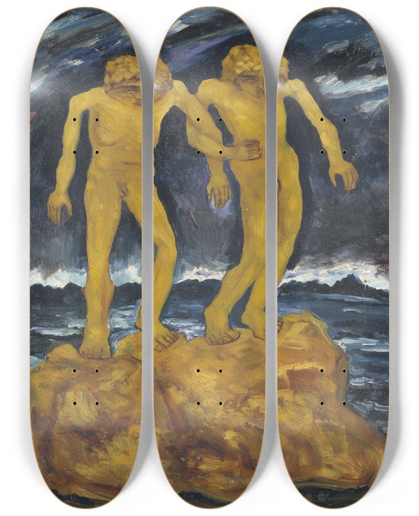 Triptych art skateboard deck of Carl Fredrik Hill The Last Human Beings by Carl Fredrik Hill (1849-1911)