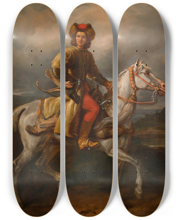 Triptych art skateboard deck of Juliusz Kossak Lisowczyk Elear by Juliusz Kossak (1824-1899)