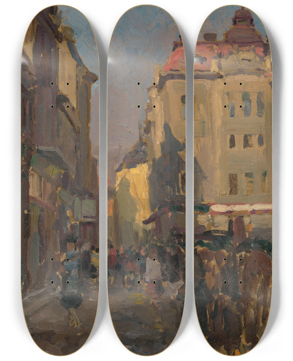 Triptych art skateboard deck of Teodor Jozef Mousson Ostrava by Jozef Teodor Mousson