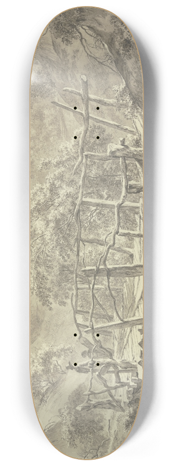 Franciscus Andreas Milatz - Prgelbrcke ber einem Waldbach 8.25 inch art skate deck