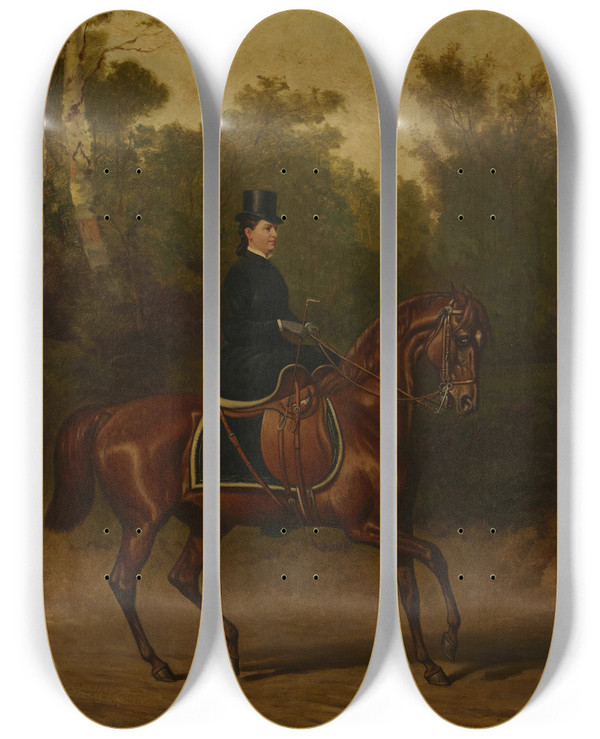 Triptych art skateboard deck of Henry Collins Bispham Ann Young by Henry Collins Bispham (1841-1882)