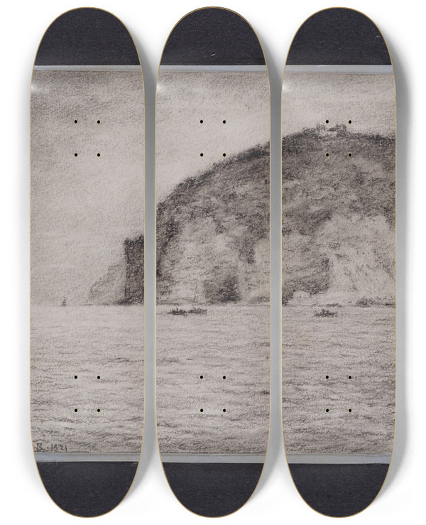 Triptych art skateboard deck of Henrybrokman Scutolo Laprsmidi by HenryBrokman (1868-1933)