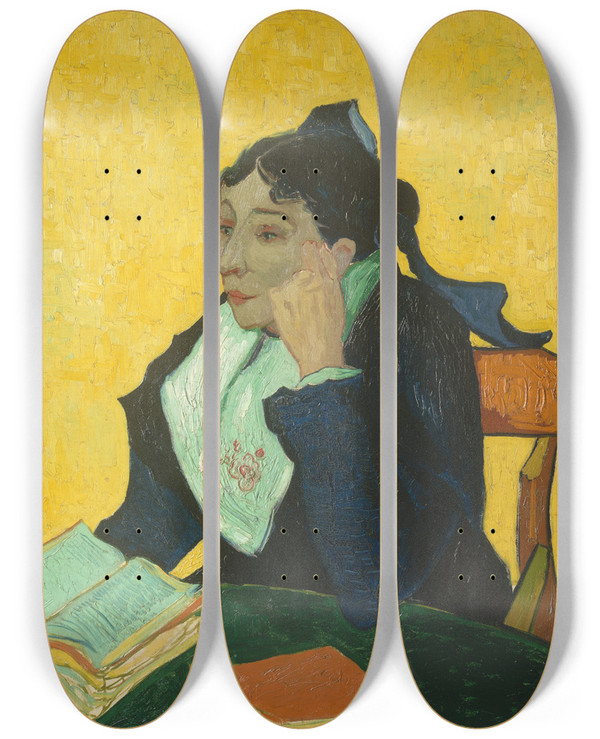 Triptych art skateboard deck of Vincent Van Gogh Larlsienne Madame Josephmichel Ginoux Marie Julien 18481911 by Vincent van Gogh (1853-1890)