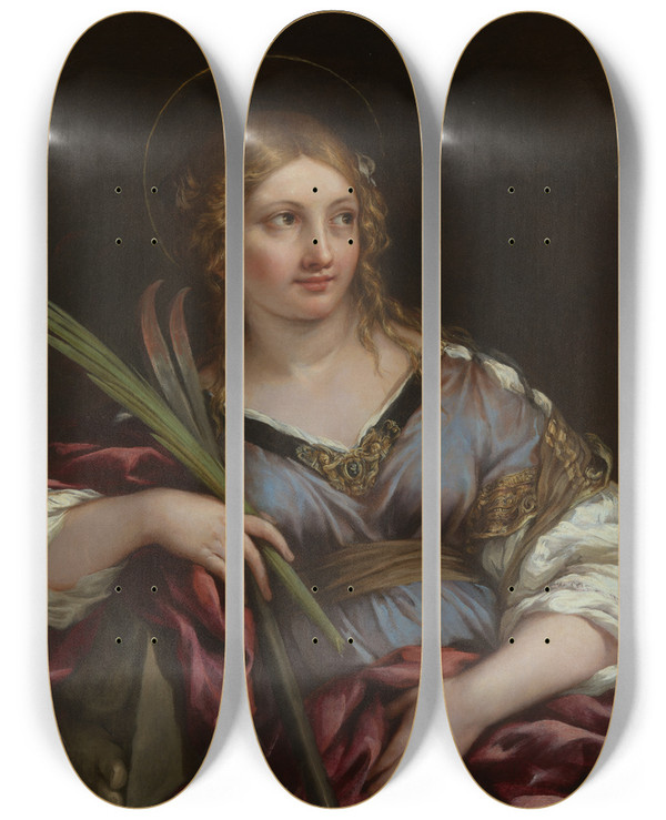 Triptych art skateboard deck of Pietro Da Cortona St Martina by Pietro da Cortona (1596-1669)
