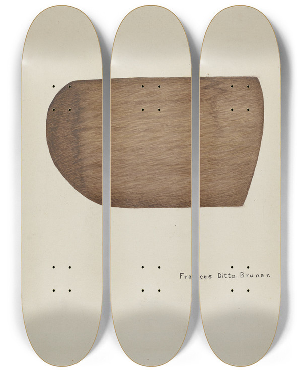 Triptych art skateboard deck of Francis Bruner Shaker Bonnet Mold by Francis Bruner