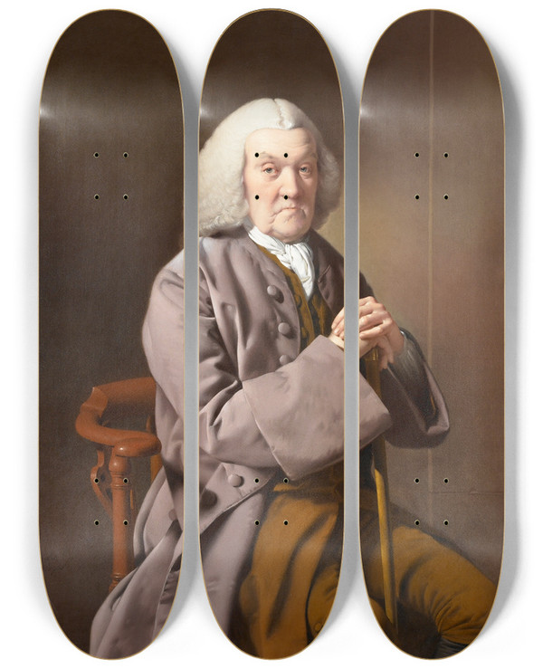 Triptych art skateboard deck of Joseph Wright Of Derby Richard Gildart by Joseph Wright Of Derby (1734-1797)