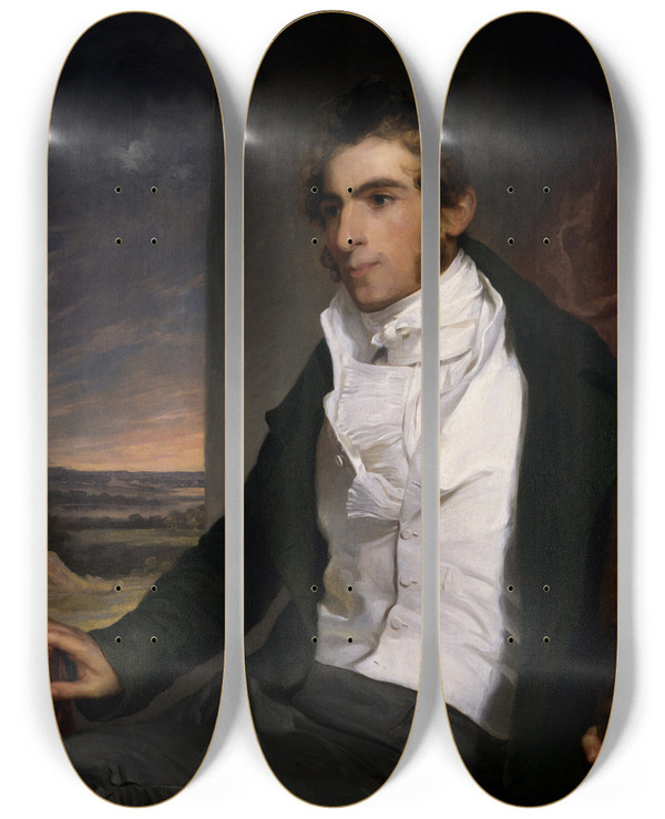 Triptych art skateboard deck of Thomas Sully Daniel La Motte by Thomas Sully (1783-1872)