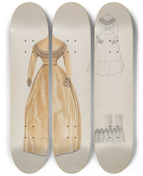 Triptych art skateboard deck of John Tubrant Dress by John Tubrant