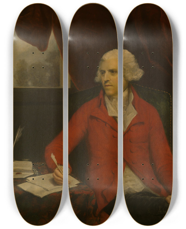Triptych art skateboard deck of Sir Joshua Reynolds Sir Thomas Rumbold Bt by Sir Joshua Reynolds (1723-1792)