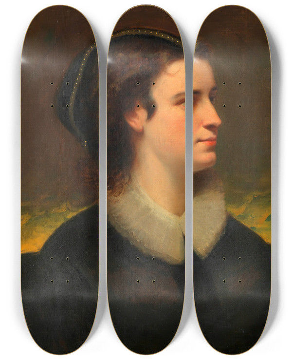 Triptych art skateboard deck of Josef Matthias Aigner Charlotte Wolter Als Maria Stuart by Josef Matthias Aigner (1818-1886)