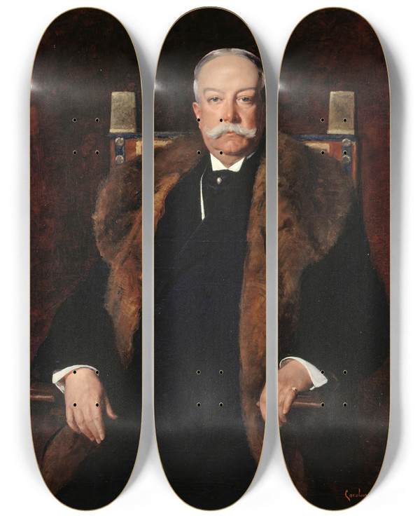 Triptych art skateboard deck of Carolusduran Portrait Daugustus Gurnee by Carolus Duran (1837-1917)