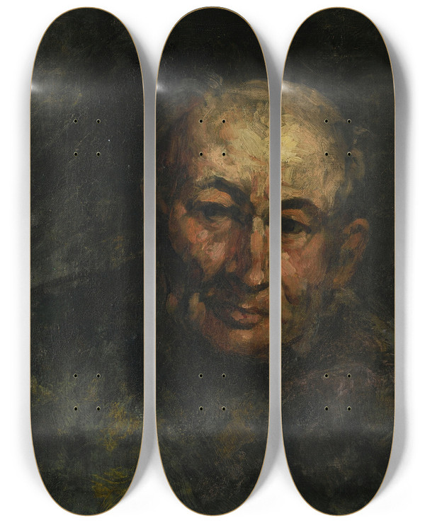Triptych art skateboard deck of Jeanbaptiste Carpeaux Portrait Of Doctor Batailh by Jean-Baptiste Carpeaux (1827-1875)