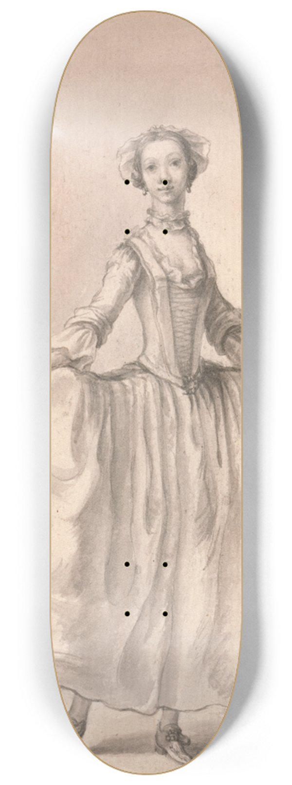 Francis Hayman - Standing Figure of a Lady 8.25 inch art skate deck