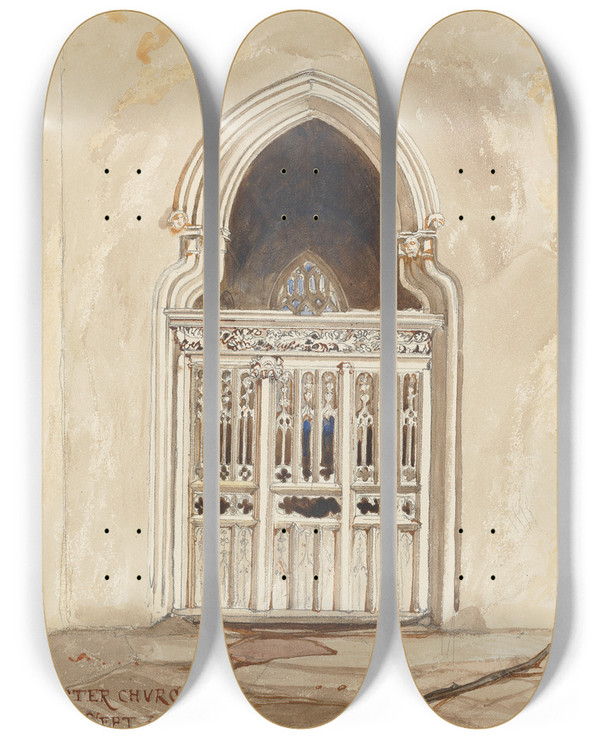 Triptych art skateboard deck of Rev James Bulwer One From A Volume Of Drawings And Prints_4 by Rev James Bulwer (1794-1879)