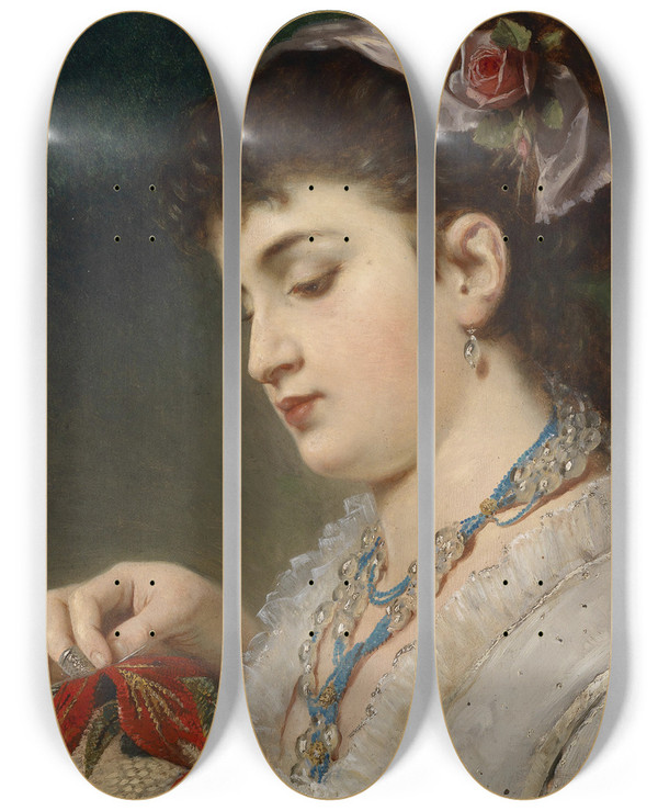 Triptych art skateboard deck of Anton Ebert Handarbeit by Anton Ebert (1845-1896)