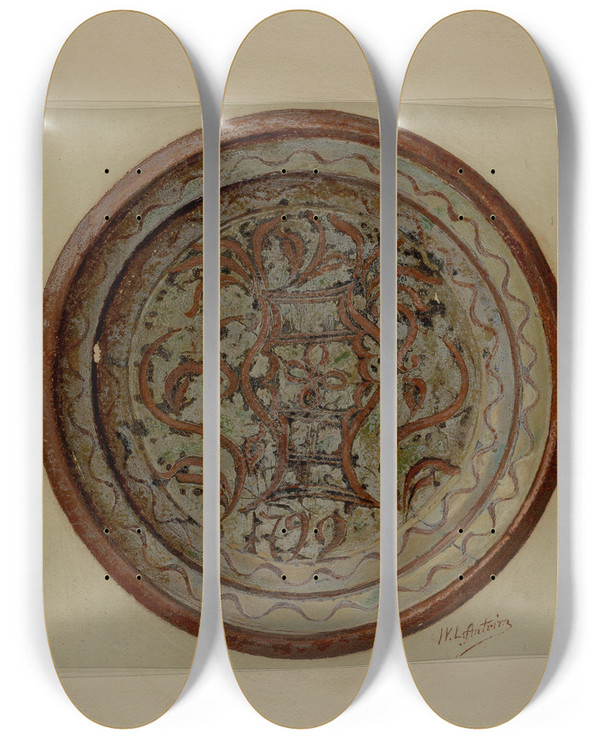Triptych art skateboard deck of William L Antrim Pa German Plate_6 by William L Antrim