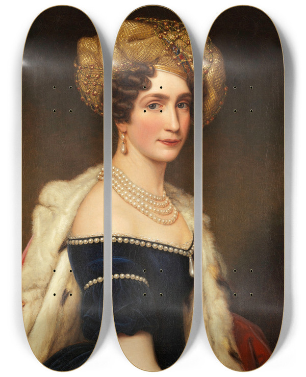 Triptych art skateboard deck of Joseph Karl Stieler Auguste Amalie Prinzessin Von Bayern Herzogin Von Leuchtenberg 17881851 by Joseph Karl Stieler (1781-1858)