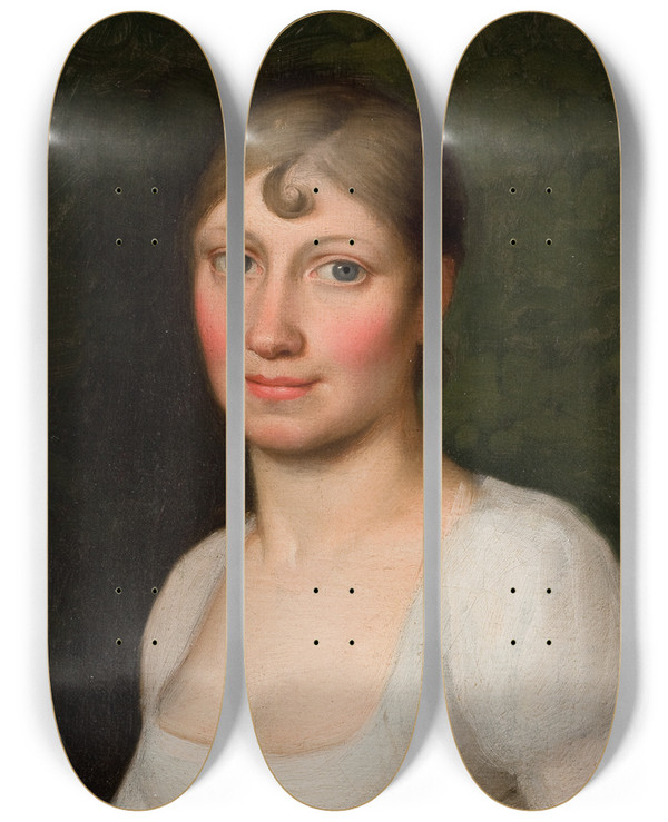Triptych art skateboard deck of Christoffer Wilhelm Eckersberg Christine Rebekka Eckersberg F Hyssing Kunstnerens Frste Hustru by Christoffer Wilhelm Eckersberg (1783-1853)