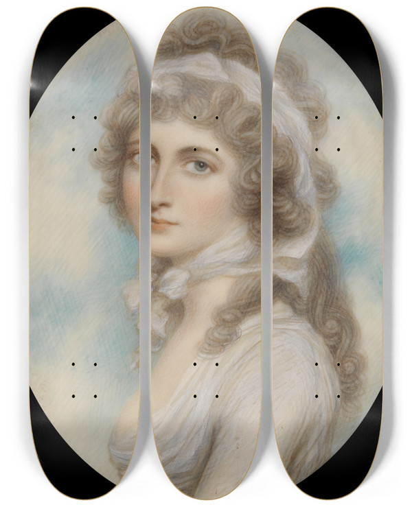 Triptych art skateboard deck of Andrew Plimer Portrait Of A Lady_2 by Andrew Plimer