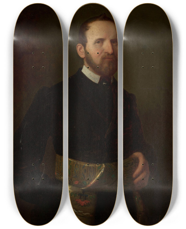 Triptych art skateboard deck of Franciszek Tepa Portrait Of Antoni Bautowski by Franciszek Tepa (1829-1889)