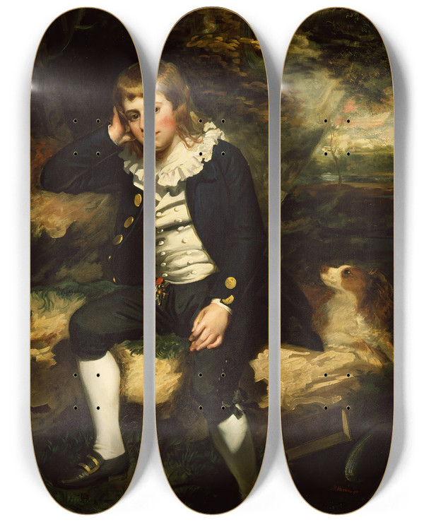 Triptych art skateboard deck of Mather Brown Master Charles William Park by Mather Brown (1761-1831)