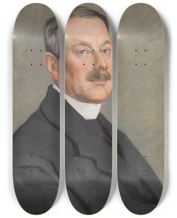 Triptych art skateboard deck of Ottilie Wilhelmine Roederstein Portrait Of Prof Herxheimer by Ottilie Wilhelmine Roederstein (1859-1937)
