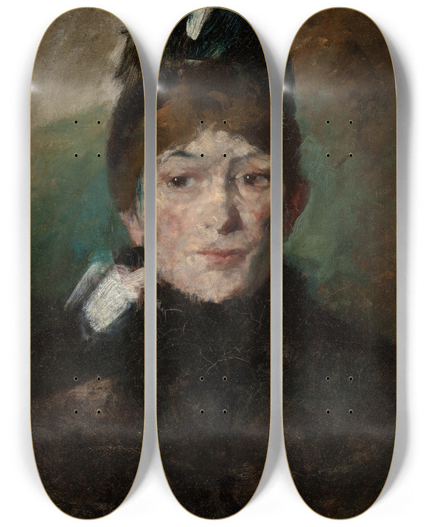 Triptych art skateboard deck of American School Portrait Of A Lady by American School (19-20-)