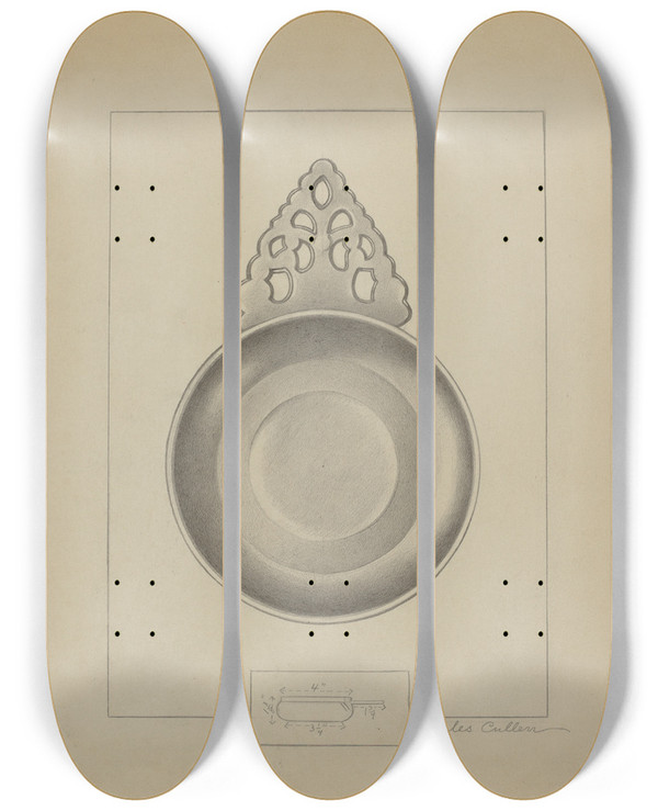 Triptych art skateboard deck of Charles Cullen Pewter Porringer_3 by Charles Cullen (20-)