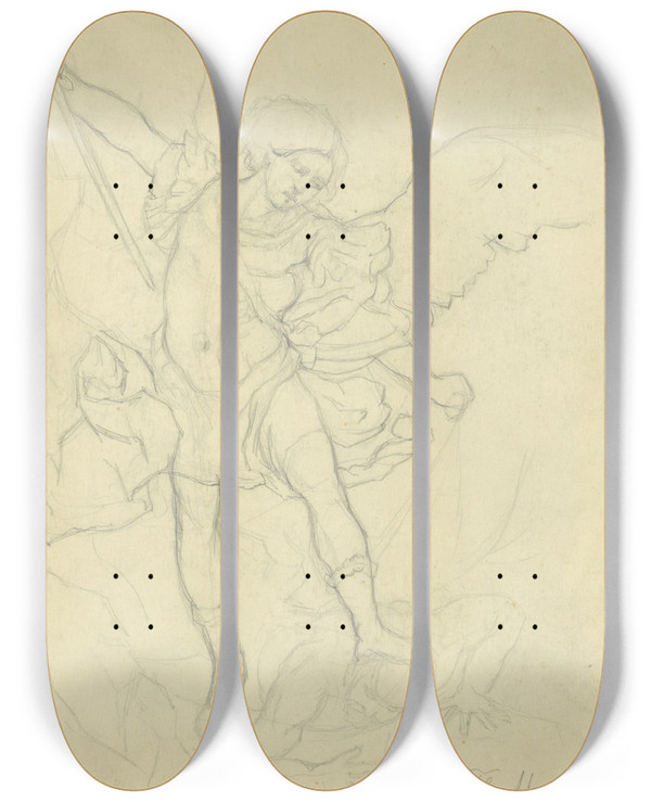 Triptych art skateboard deck of Florin Milan Kresba V by Florian Milan