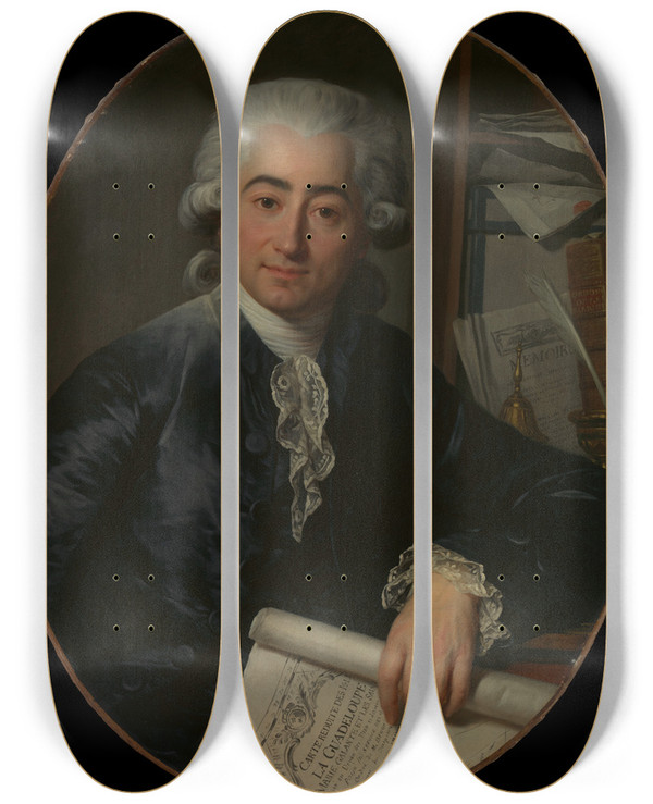 Triptych art skateboard deck of Antoine Vestier Eugne Joseph Stanislas Foullon Dcotier 17531821 by Antoine Vestier (1740-1824)