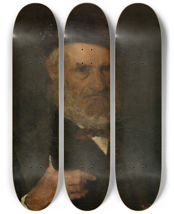 Triptych art skateboard deck of Pericles Pantazis Man With Beret by Pericles Pantazis (1864-1871)