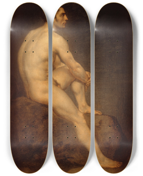 Triptych art skateboard deck of Manuel Ignacio Vzquez Male Nude by Manuel Ignacio Vazquez (-19-)