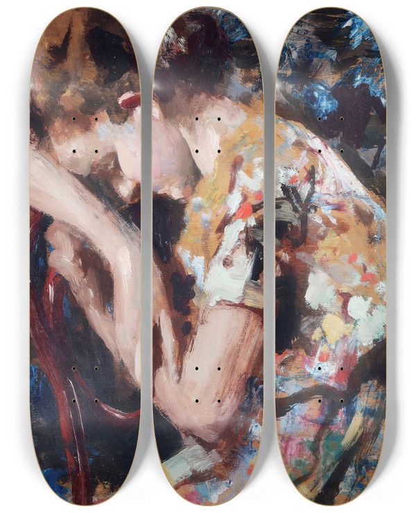 Triptych art skateboard deck of Vincenzo Irolli Brutte Notizie by Vincenzo Irolli (1860-1949)