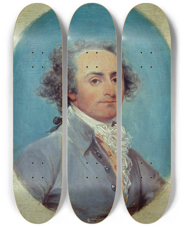 Triptych art skateboard deck of John Trumbull Giuseppe Ceracchi by John Trumbull (1756-1843)
