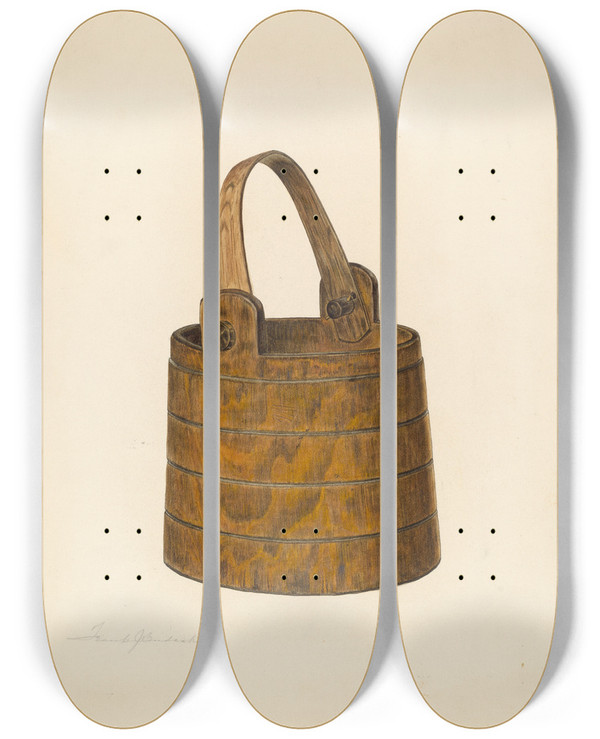 Triptych art skateboard deck of Frank Budash Bucket by Frank Budash