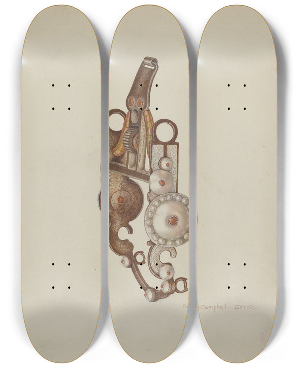 Triptych art skateboard deck of Rose Campbellgerke Spade Bit_1 by Rose Campbell Gerke (1882)