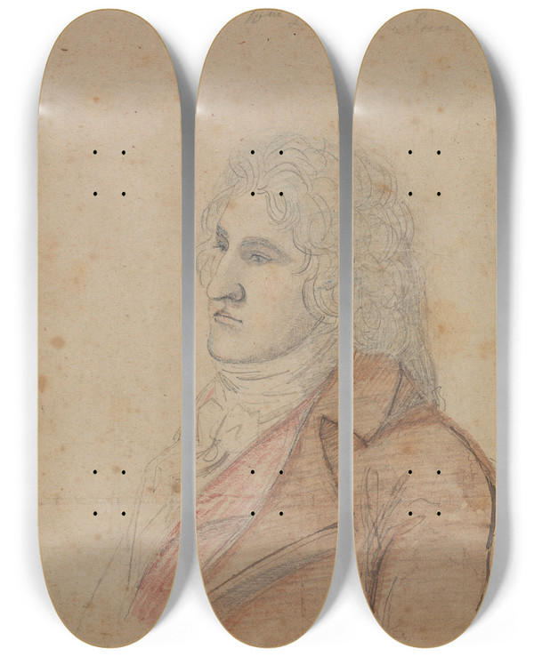 Triptych art skateboard deck of Edward Francis Burney Wm Lock Esq by Edward Francis Burney (1760-1848)