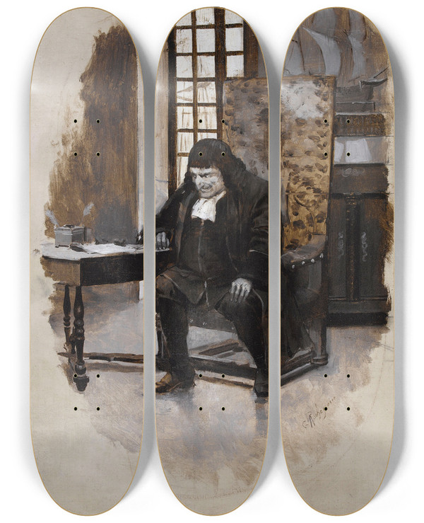 Triptych art skateboard deck of Georges Antoine Rochegrosse Barkilphedro by Georges Antoine Rochegrosse (1859-1938)
