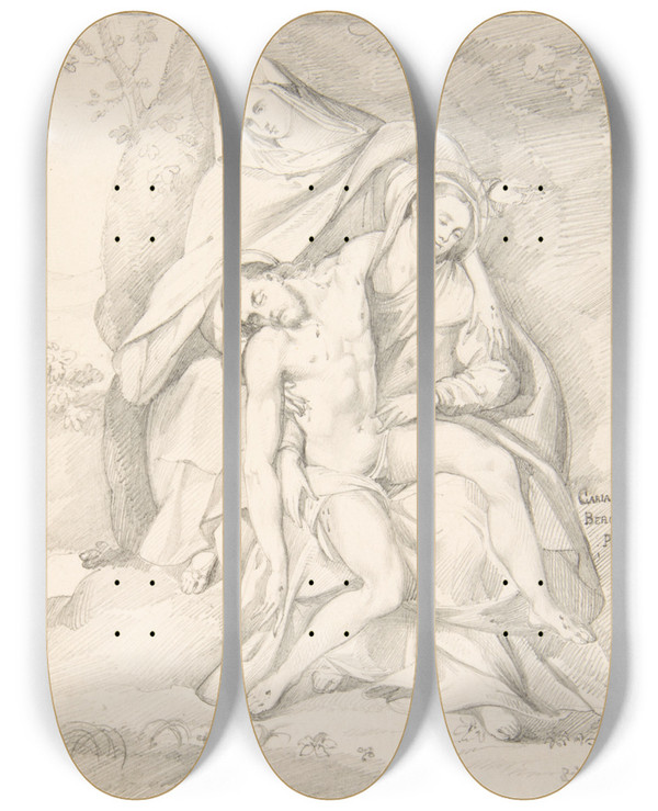Triptych art skateboard deck of Johann David Passavant Piet After Giovanni Cariani by Johann David Passavant (1787-1861)
