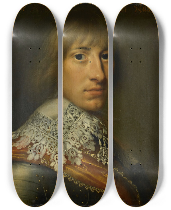 Triptych art skateboard deck of Wybrand De Geest Portrait Of Henry Casimir I Count Of Nassaudietz by Wybrand de Geest (1592-1661)
