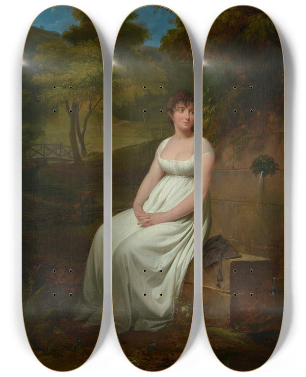 Triptych art skateboard deck of Louis Lopold Boilly Portrait Of Madame Tallien by Louis Leopold Boilly (1761-1845)